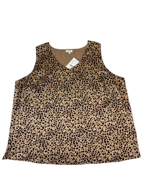 Laura Plus NEW Leopard Print Sleeveless Blouse Size 22 Neutral Animal Top
